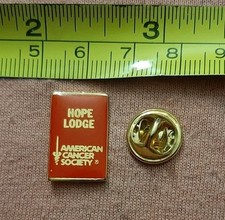 Vintage Hope Lodge American Cancer Society Red and Gold Tone Lapel Pin