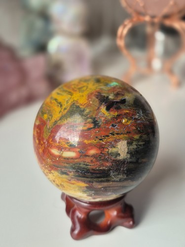 Petrified wood jasper - wood, sphere