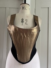 Gold Leather Corset With Stretch Sides, Fully Boned,With A Zip Fastener Size 12