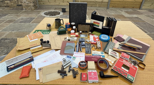 Vintage desk accessories - vintage, books