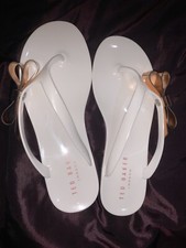 BNWT TED BAKER SUZZI FLIP FLOPS - White BOW  SIZE 3/36  100% Authentic