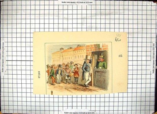 Original old antique print - old,