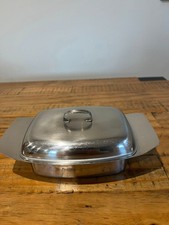 Vintage lidded stainless steel butter dish