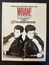 WHAM! BAD BOYS GEORGE MICHAEL - 1983 MAGAZINE ADVERT 8.5x11" [SH10]