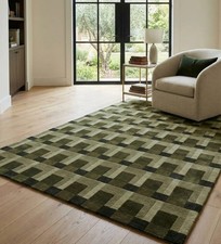 Hand tufted wool rug, olive