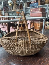 Stunning Handmade Vintage Wicker Shopping Style Basket