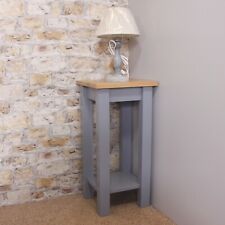 Ex Display Solid Wood Bedside Table Painted Slate Grey with Solid Oak Top