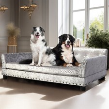 Deluxe Dutch Velvet Dog Sofa Bed Pet Chair Upholstered Couch for Joint Support
