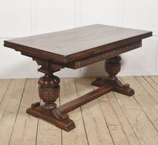 Carved oak refectory dining - carved,