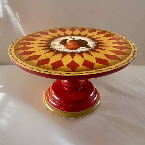 Wood pedestal cake stand - wood,