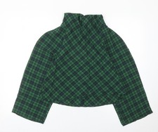 Zara Women Green Plaid Cropped