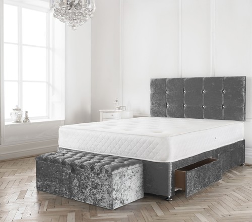 Dark silver crushed velvet - silver,