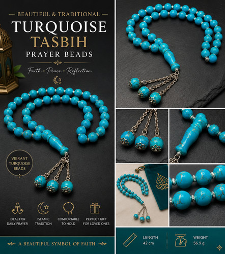 Turquoise tasbih prayer beads - tasbih,