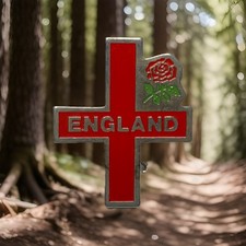 Vintage St. George's Cross With A Red Rose With “England” Enamel Badge. V17 127