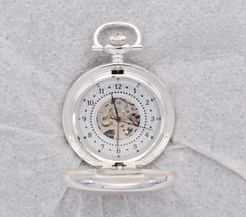 Mechanical pocket watch silver