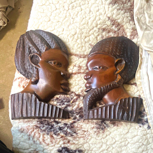Pair carved wooden - carved,