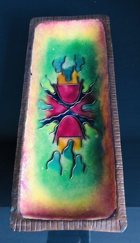 Vintage enamel copper dish - enamel,