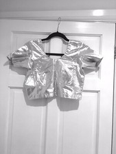 Silver readymade saree blouse