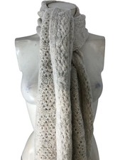 Wool Blend Women's Scarf Beige Knit Winter Cosy Warm Alpaca Stylish