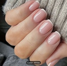 Medium French Square Fake Nails,File & Glue-On Kit Detachable False Tips Holiday