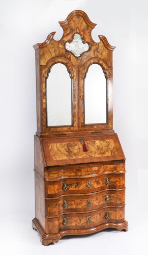 Antique venetian walnut bureau - antique,