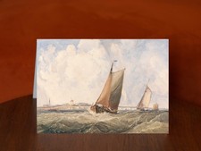 Fishing Vessels in a Heavy Swell off the Coast - A5 Card