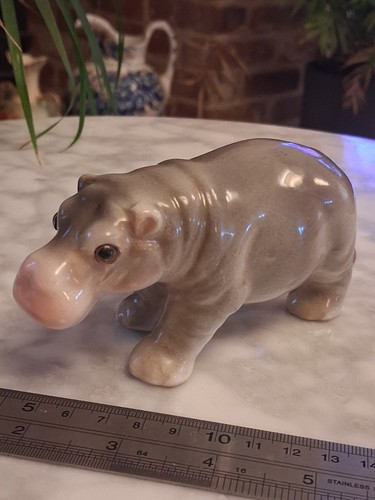 Vintage porcelain hippopotamus - porcelain,