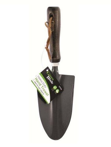 Green blade hand trowel wooden - green,