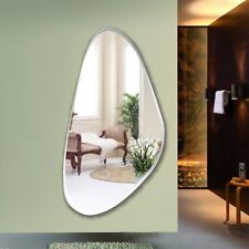 Frameless Pebble Decorating Tear Drop Shape Beveled Wall Mirror 70x50cm