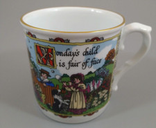 Vintage 1990 Royal Worcester Birthday Mug "Monday's Child" By Sue Scullard.