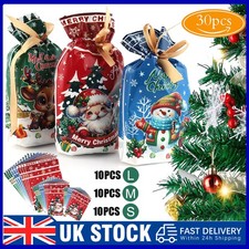 30PCS S+M+L Size Christmas Sacks Party Gift Bags Present Storage Drawstring Wrap