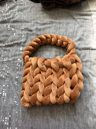 Tan crochet handbag - tan,