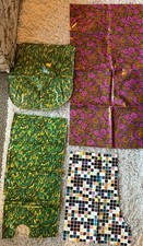4 Assorted Vintage 1970’s Retro PVC Remnants/Fabrics/Crafting/Washable Oil Cloth
