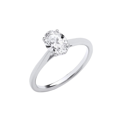 18ct white gold - white, oval
