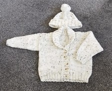 Hand knitted Bobble Hat And Cardigan