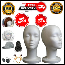 Mens Foam Head Polystyrene Male Hat Stand Display Rack Mannequin Head Model UK