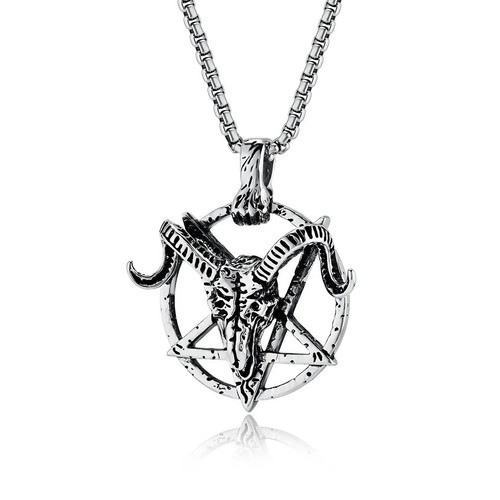 Silver titanium goat skull - silver, &