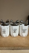 Tea Coffee Sugar Jar White