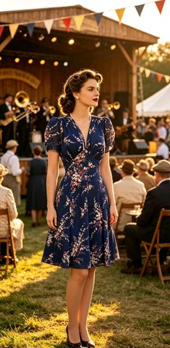 Vintage 1940s style - , blue
