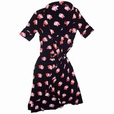 GANNI Harley Crepe Midi Wrap Dress | Black/Red | Size: EU 32: UK 4