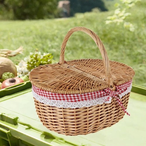 Wicker picnic basket with lid - wicker,