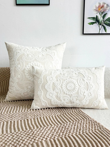 Embroidered mandala white - mandala,