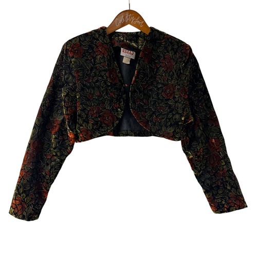 Velvet floral bolero crop - bolero,