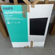 Nashi Black Glass effect Tempered glass Splashback, (H)800mm (W)600mm (T)5mm