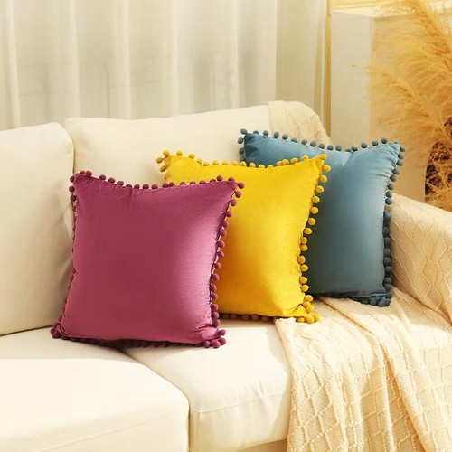 Pom velvet cushion covers - velvet,