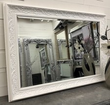 Large French White Ornate Shabby Chic Wall Mirror - CHOOSE YOUR SIZE & COLOUR