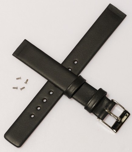 14mm black leather watch - watch, strap