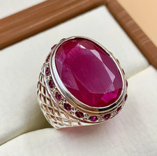 Deep Red Ruby Mens Ring Sterling Silver 925 Handmade Anari Yaqoot Ring Ruby Gem