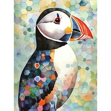 Puffin bird portrait pastel - puffin,