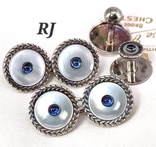 VINTAGE STERLING SILVER CUFFLINKS MOHER OF PEARL